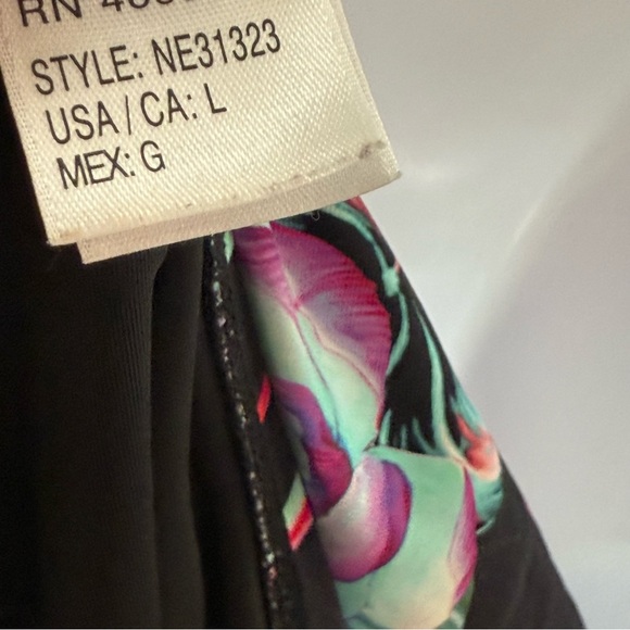 N by NEXT Tropical Floral Black Bikini w Halter Top Side Tie Bottom size L 34B/C - Picture 7 of 11